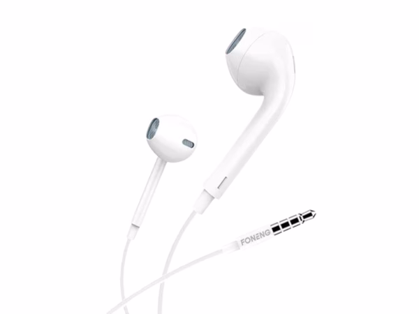 FONENG T15 Half-In-Ear Wired Earphones with 3.5mm jack in white